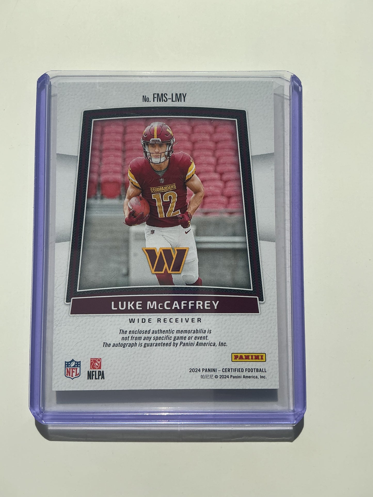 Luke McCaffrey Autographed Rookie Jersey card 248/399