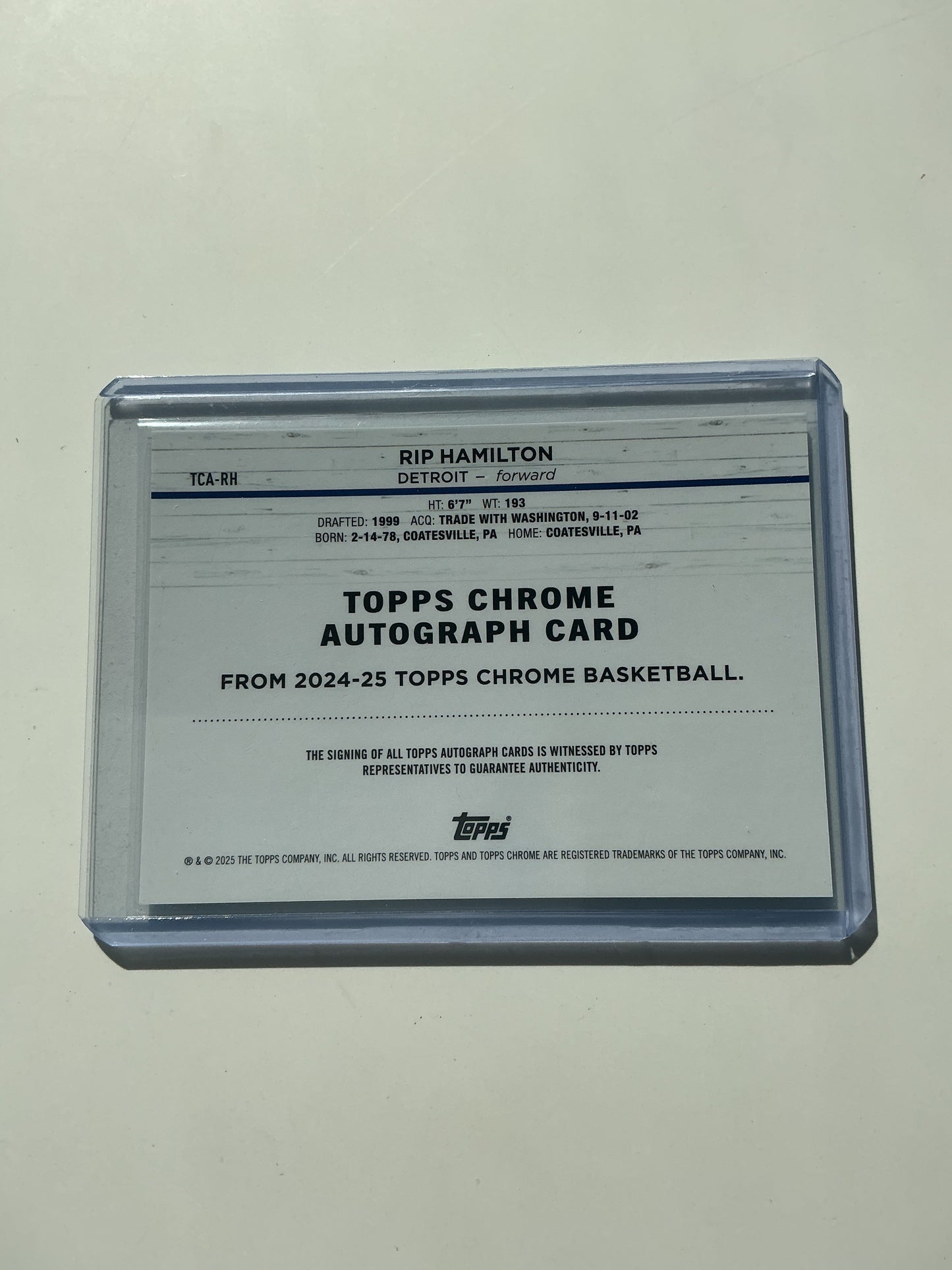 Rip Hamilton Topps Chrome Autograph 2025