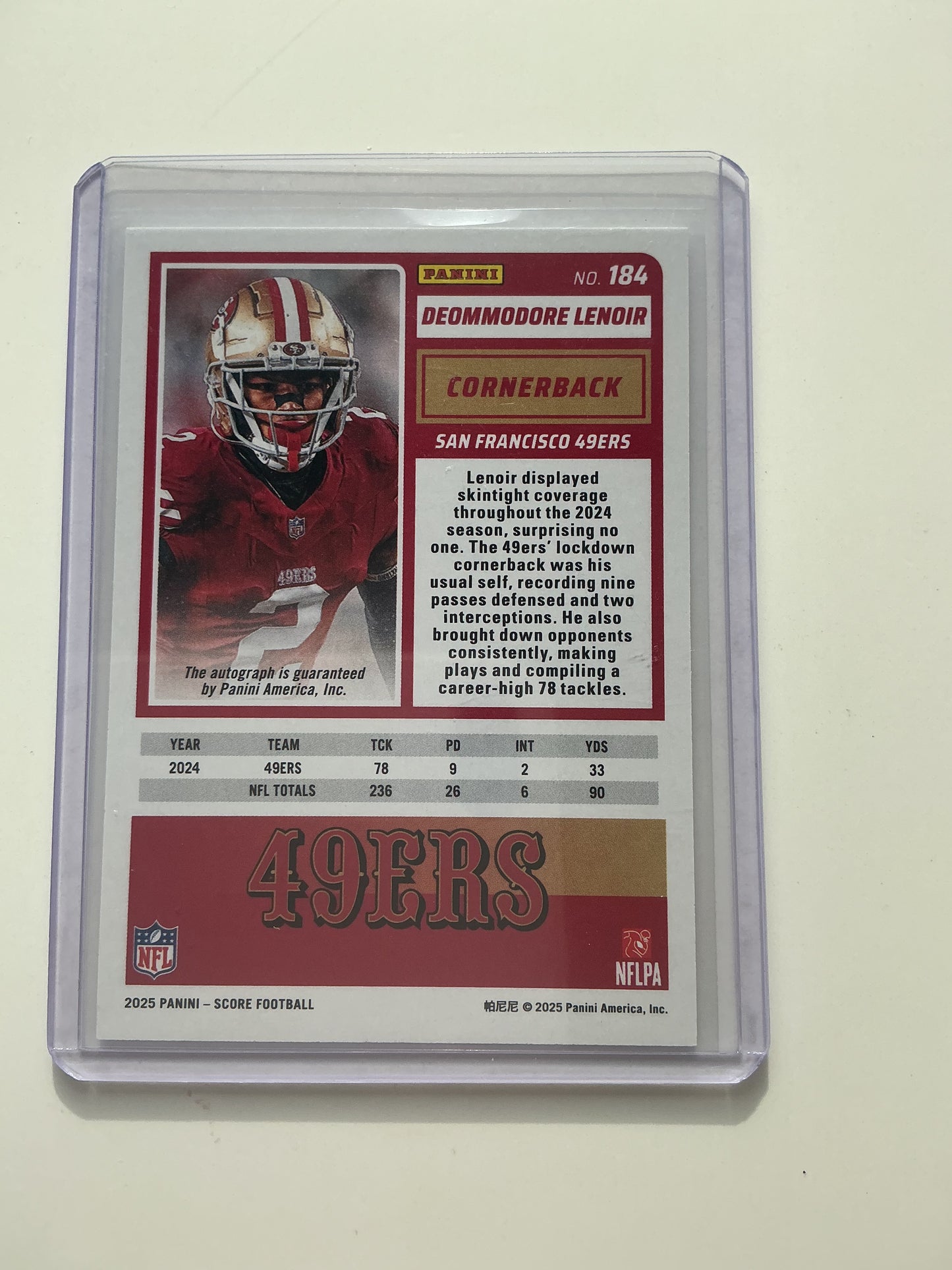 Deommodore Lenoir Autographed card