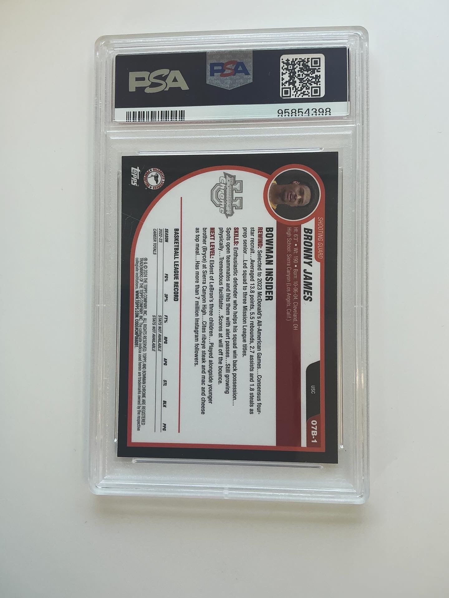 Bronny James PSA mint 9