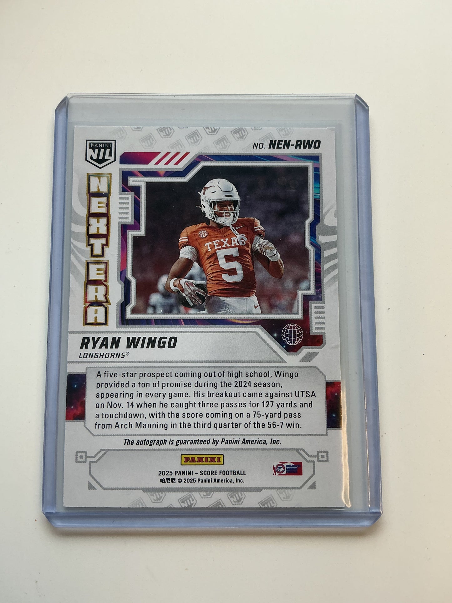 Ryan Wingo Autographed card 08/25