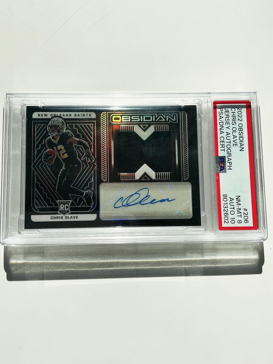 Chris Olave PSA NM-MT 8, Auto 10 Jersey Card