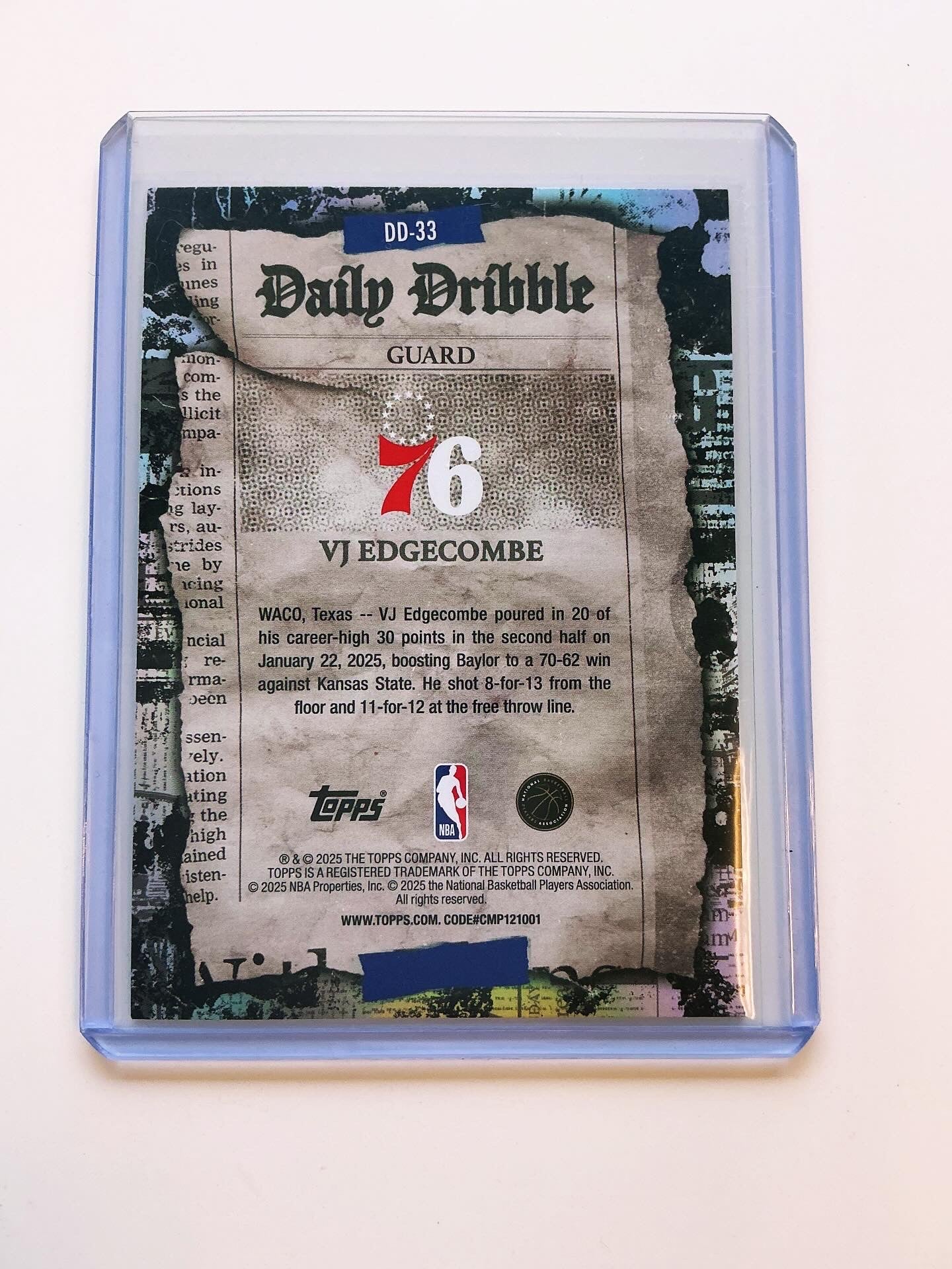 VJ Edgecombe daily dribble Rookie card