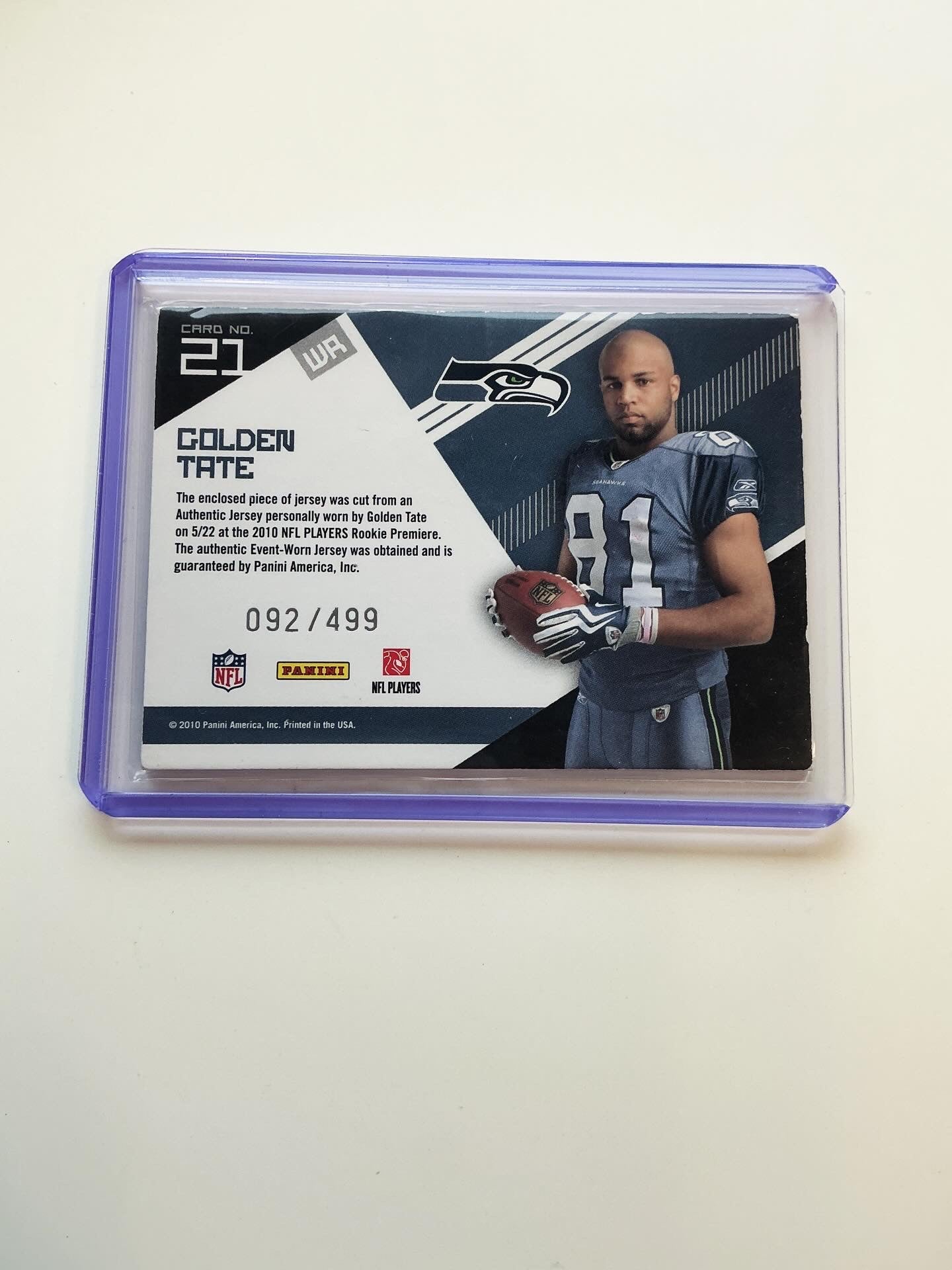 Golden Tate jersey card 92/499