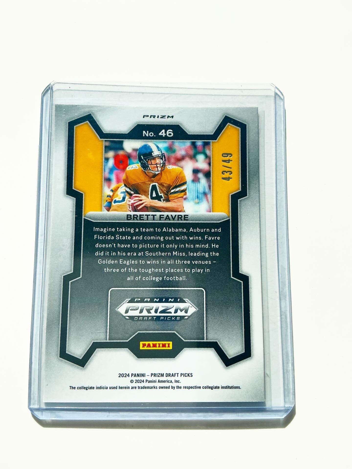 Brett Favre Orange Pulsar Draft Prizm 43/49