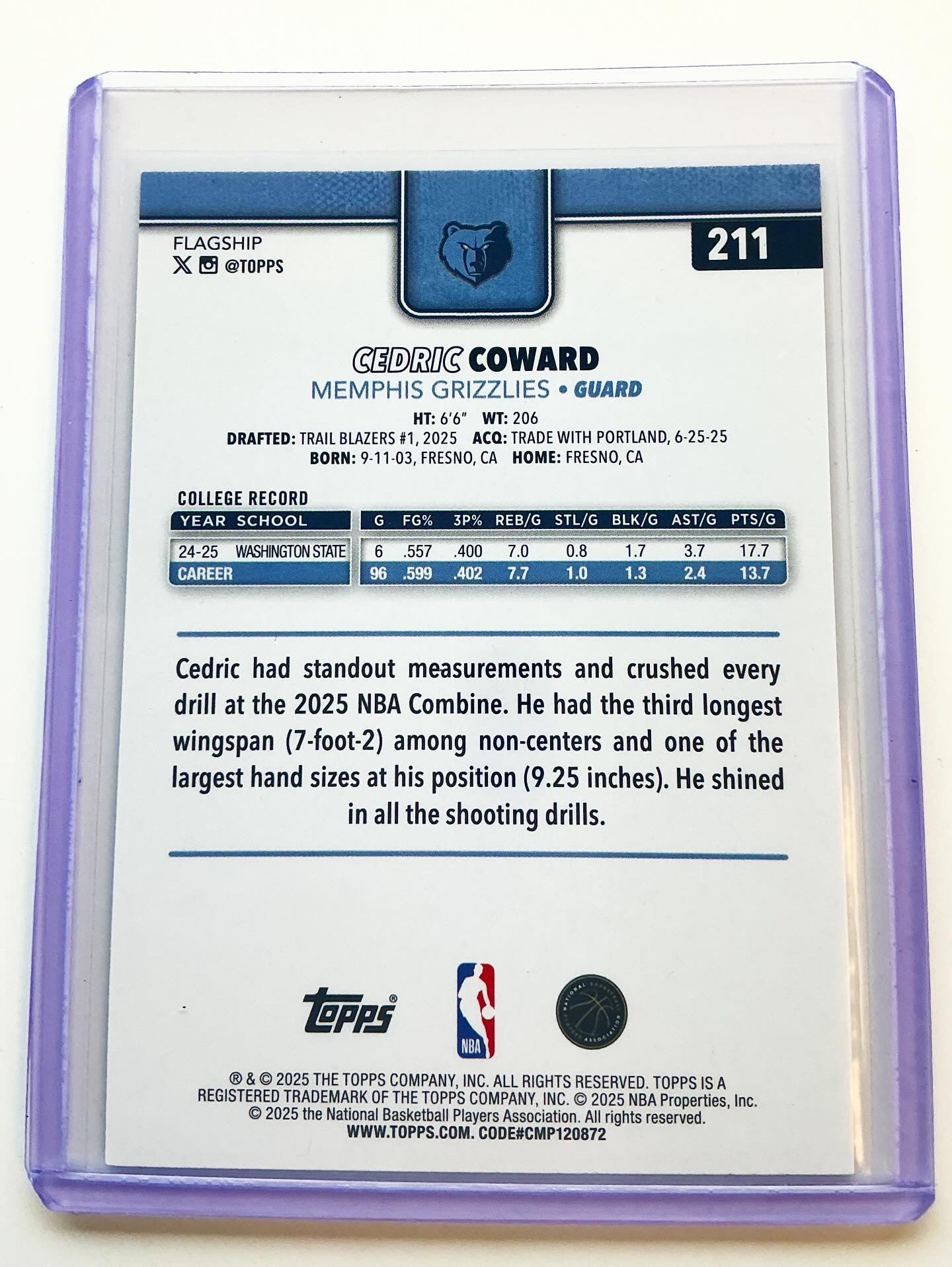 Cedric Coward 58/250 Rookie card