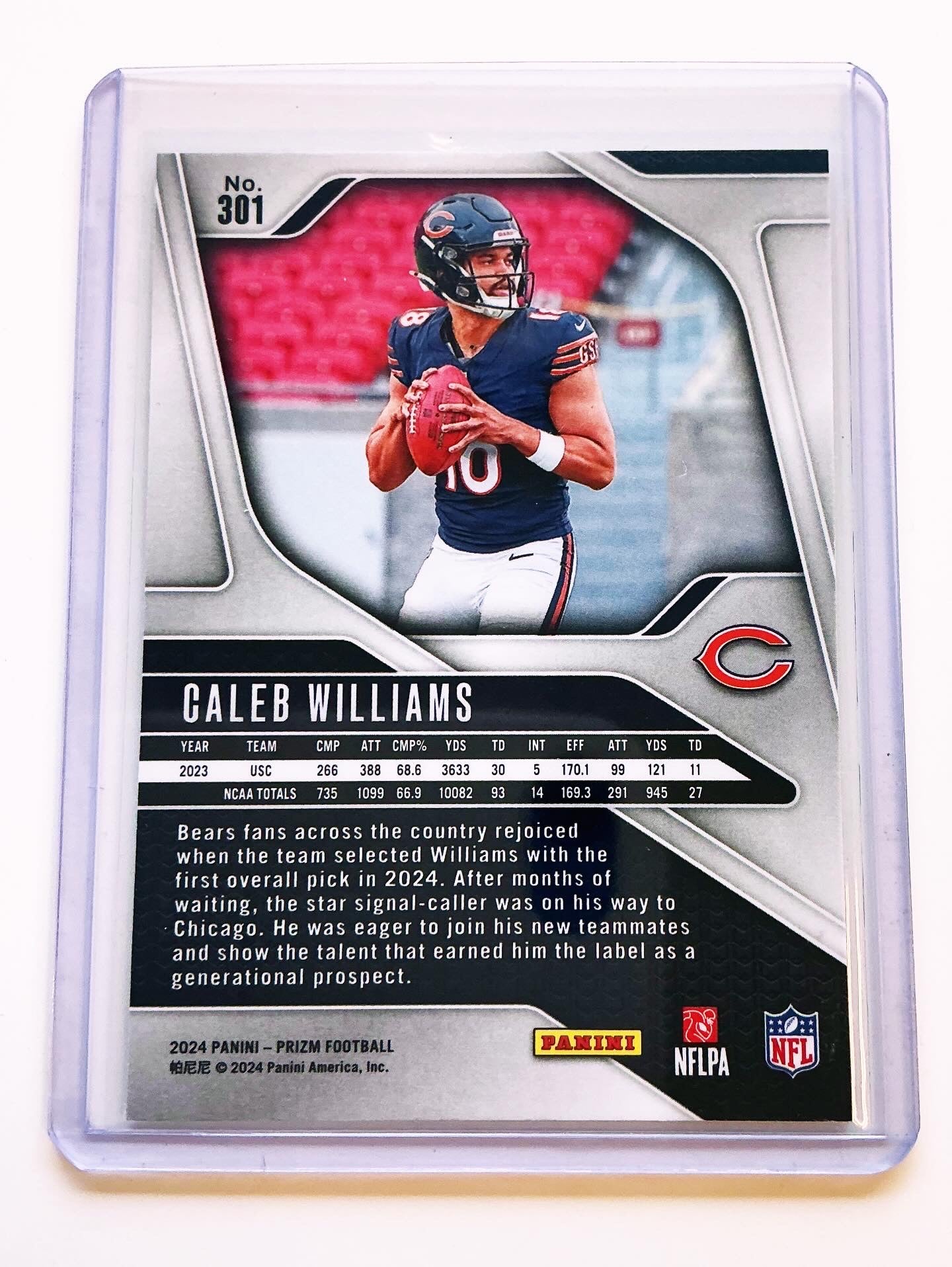 Caleb Williams Rookie Prizm card