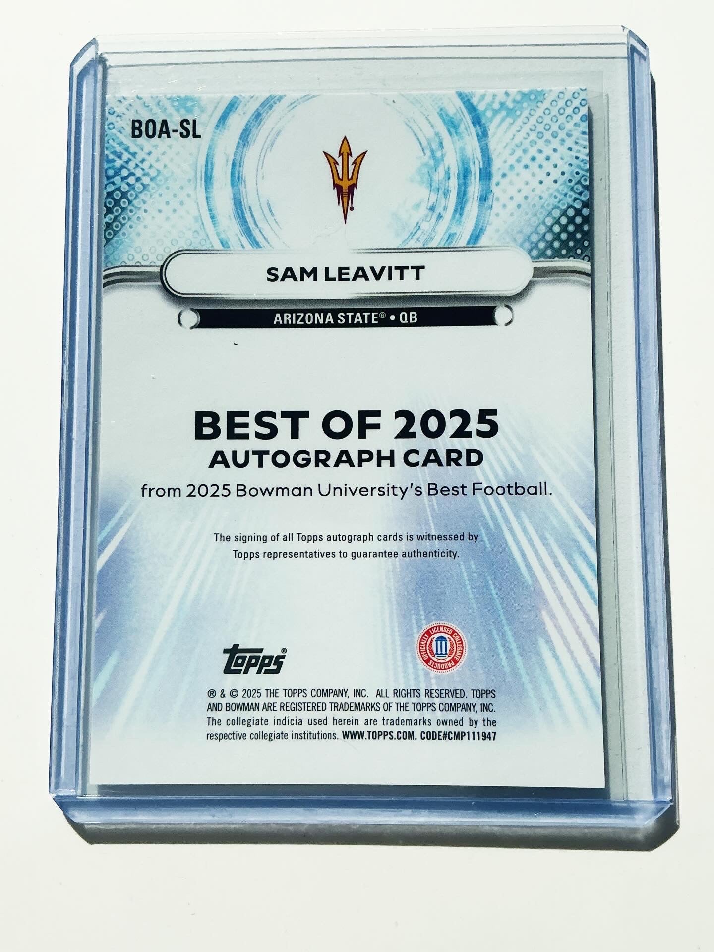 Sam Leavitt Autograph card 113/150