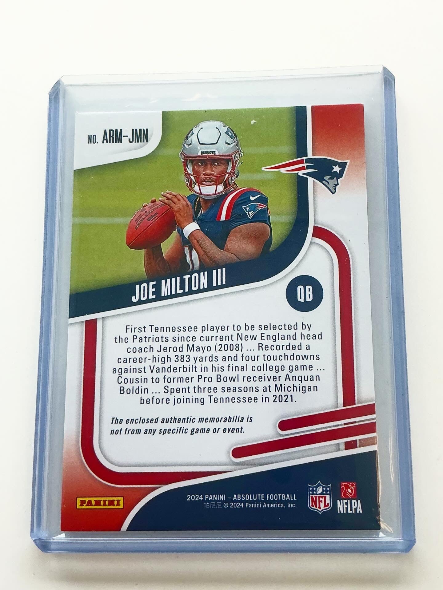 Joe Milton III Jersey Patch RC
