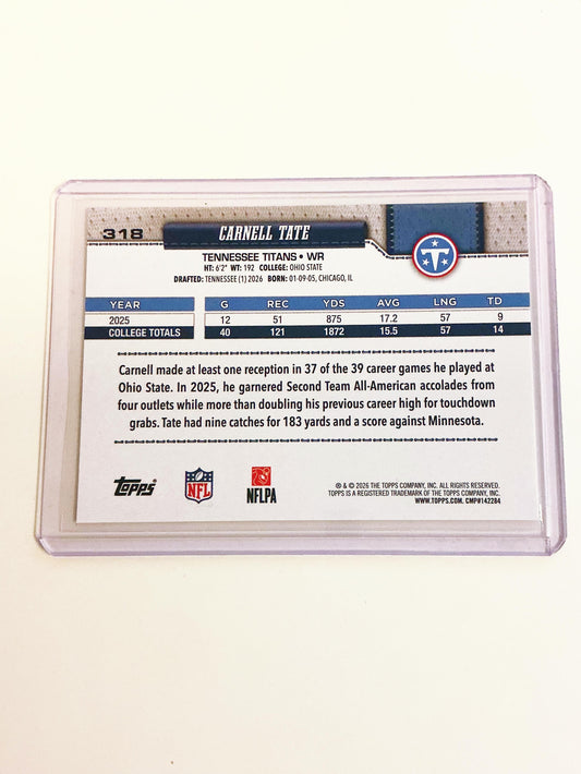 Carnell Tate Topps Flagship Rookie Card