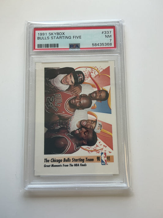 1991 Bulls Starting Five PSA graded mint 7