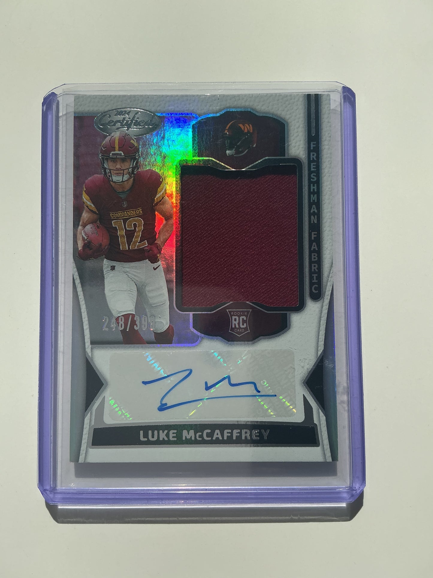 Luke McCaffrey Autographed Rookie Jersey card 248/399