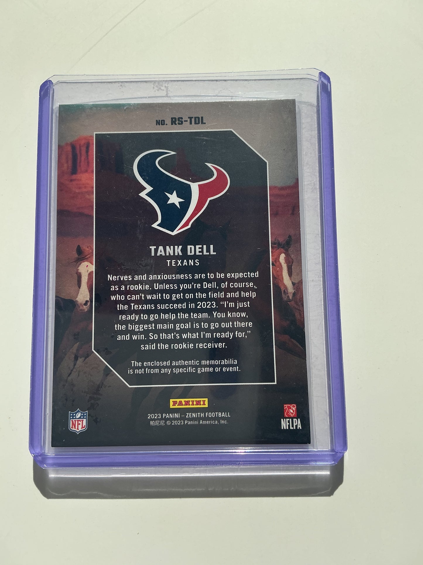 Tank Dell Rookie Stallions Jersey card