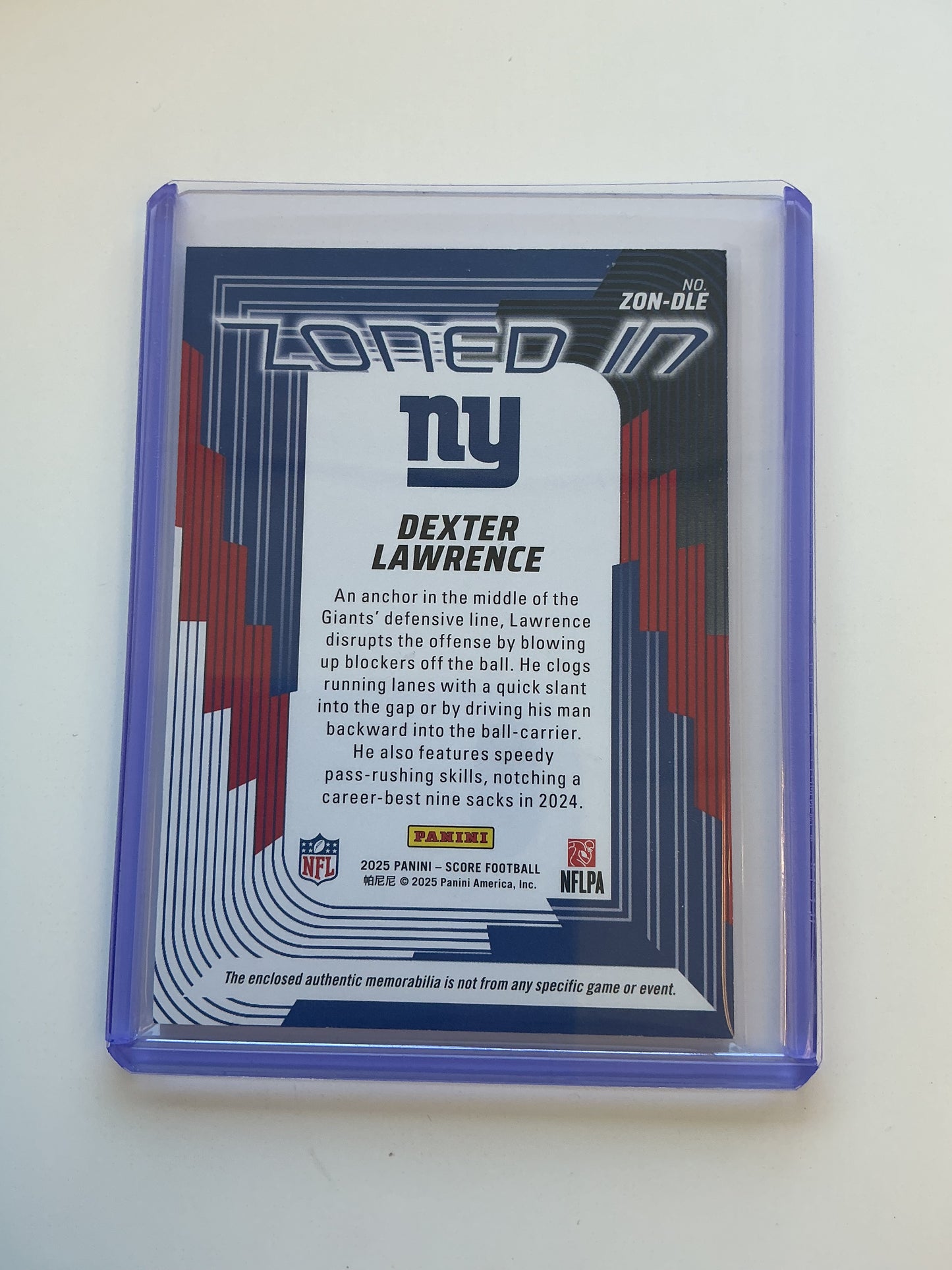 Dexter Lawerence Jersey card