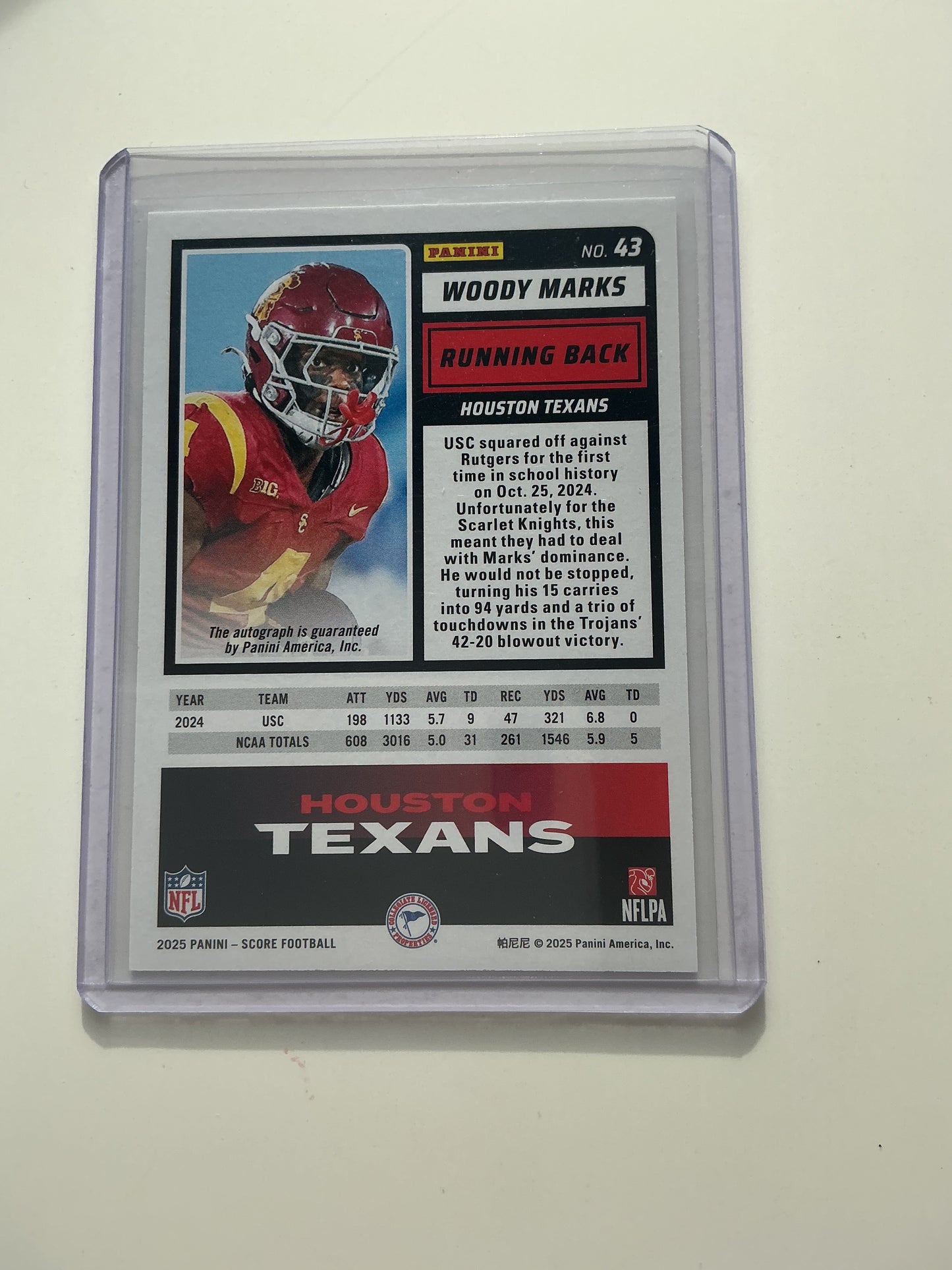 Woody Marks Autographed Rookie card