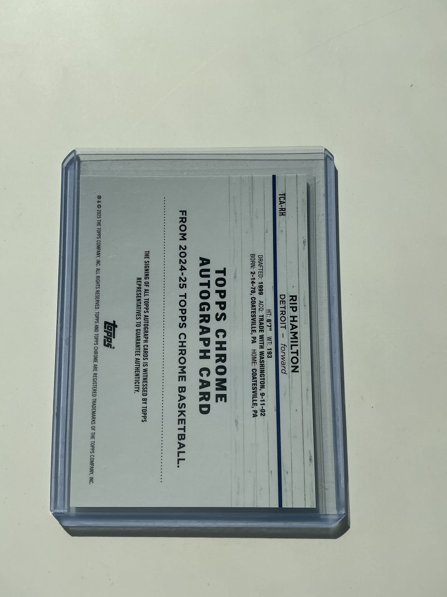Rip Hamilton Topps Chrome Autograph 2025