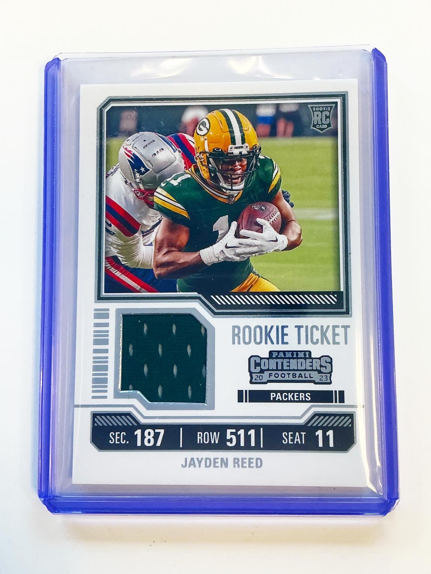 Jayden Reed Rookie Ticket Jersey card