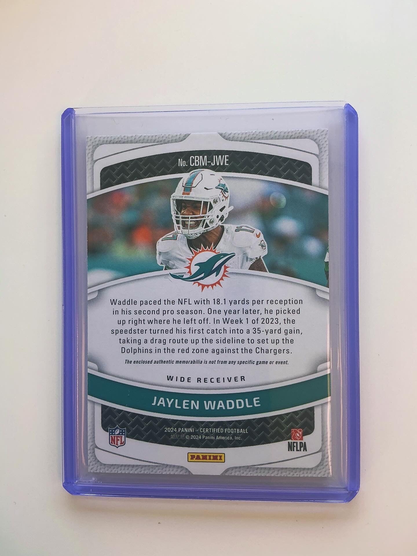 Jaylen Waddle Jersey card 95/149