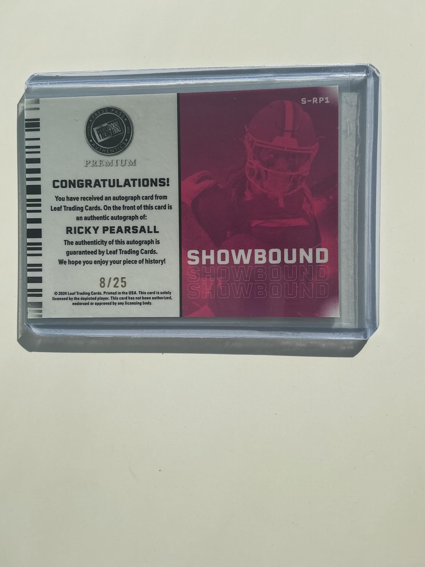 Ricky Pearsall Autograph card 8/25