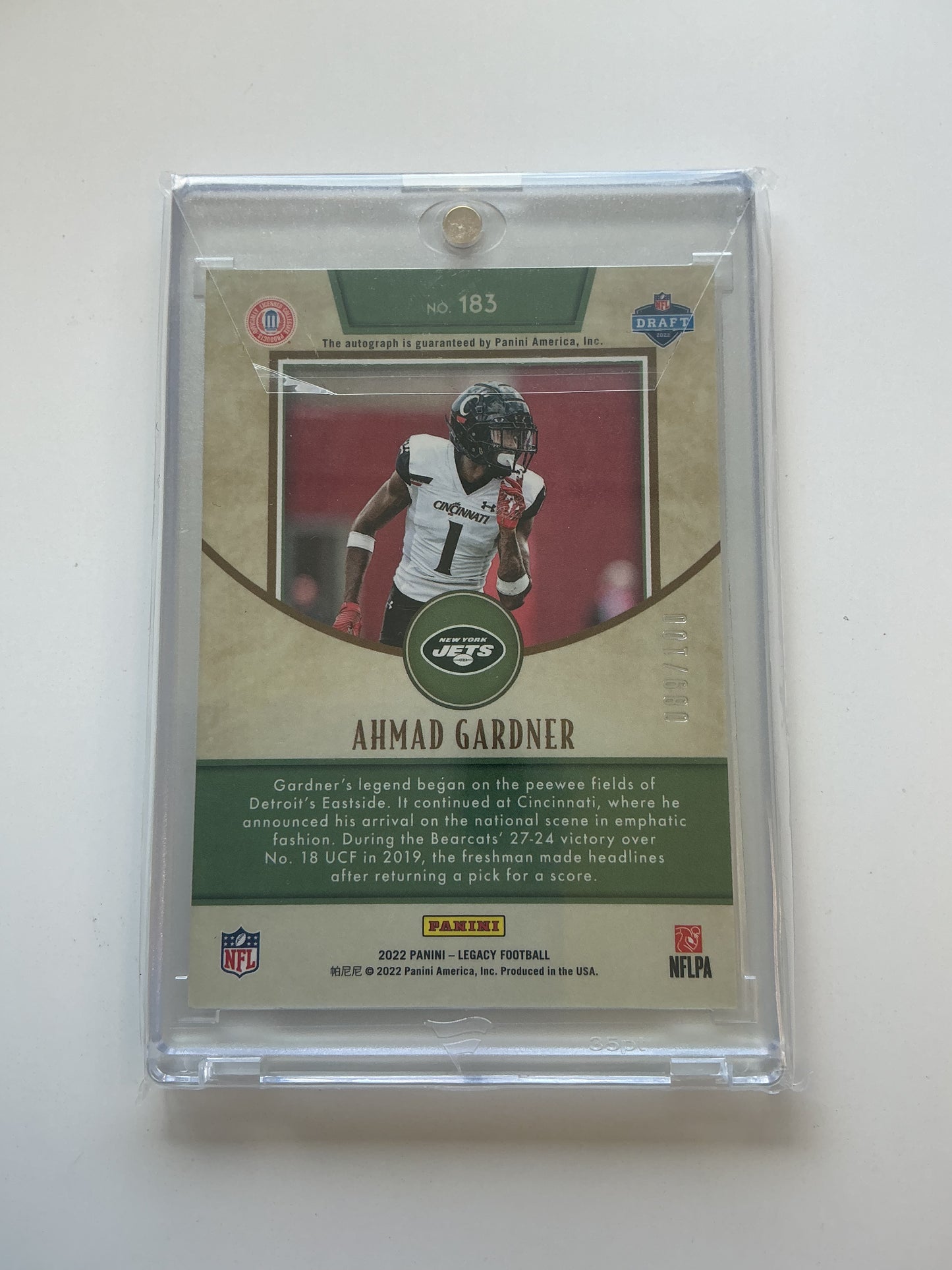 Sauce Gardner Autographed rookie card 89/100