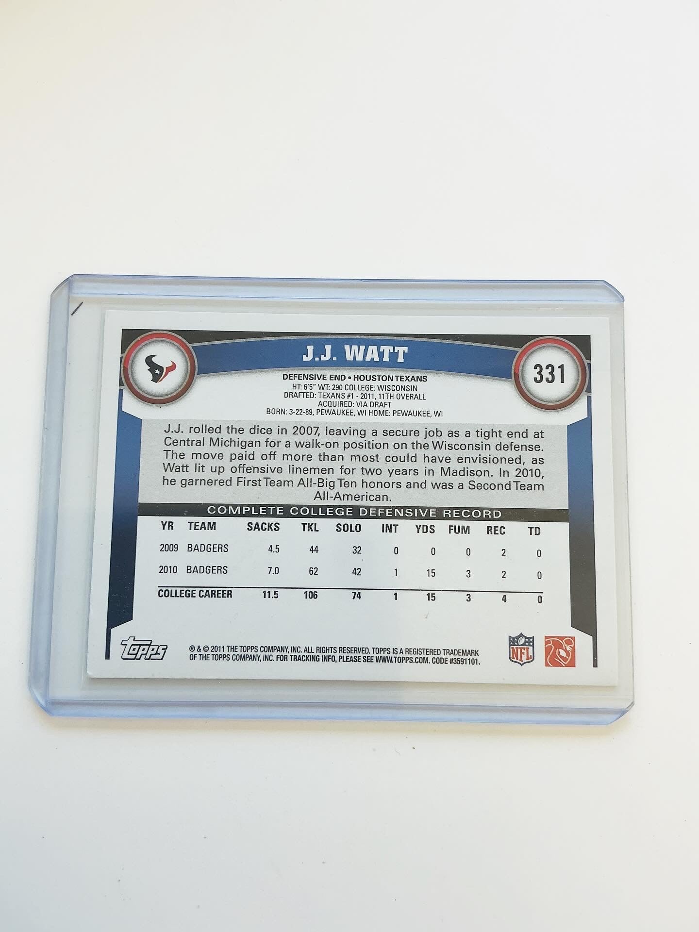 J.J Watt Rookie Card