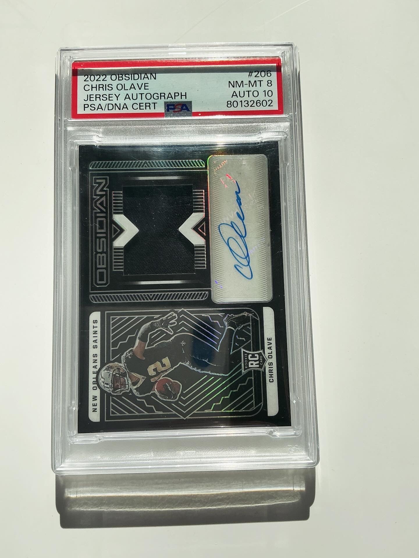 Chris Olave PSA NM-MT 8, Auto 10 Jersey Card