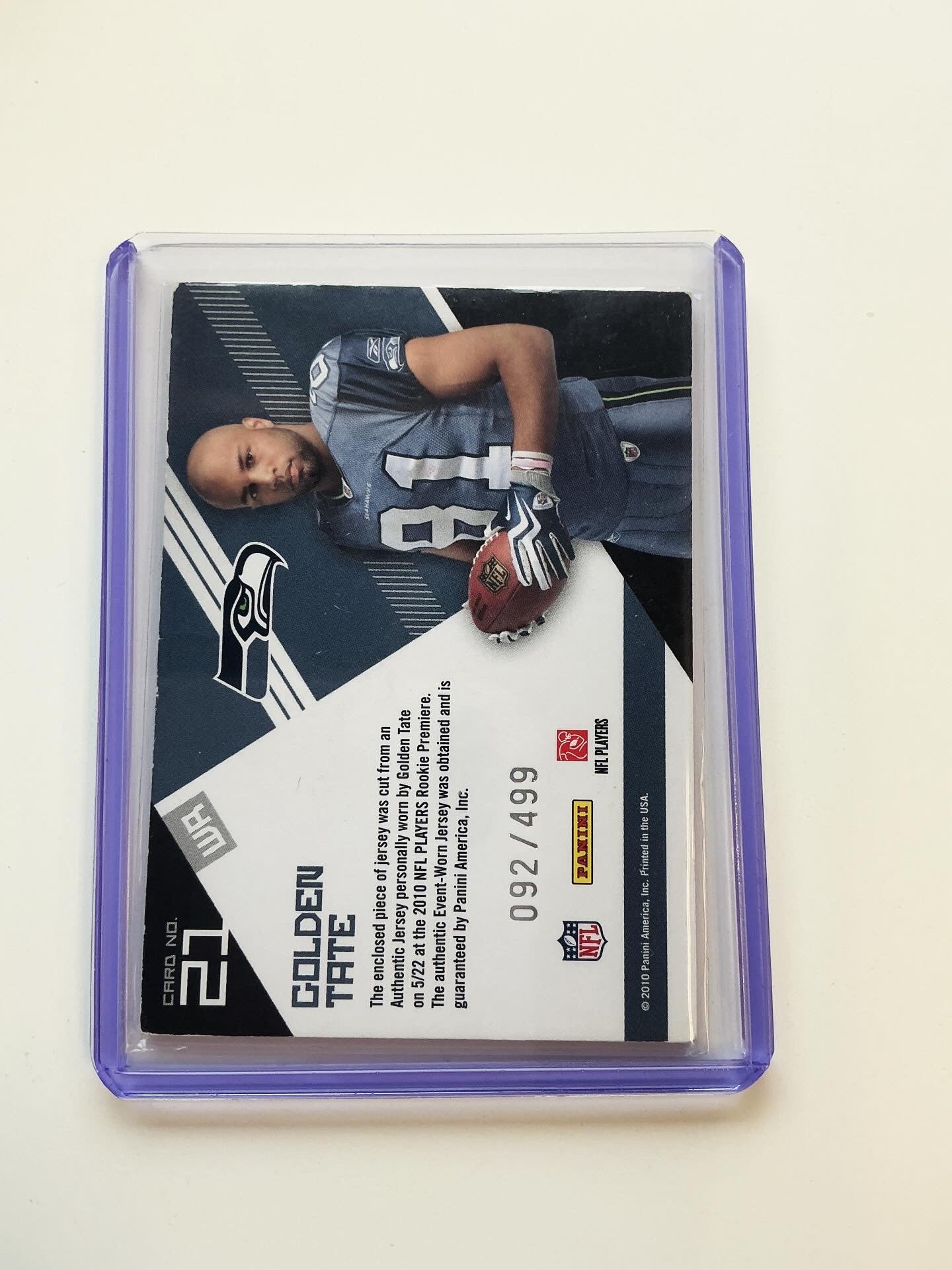 Golden Tate jersey card 92/499