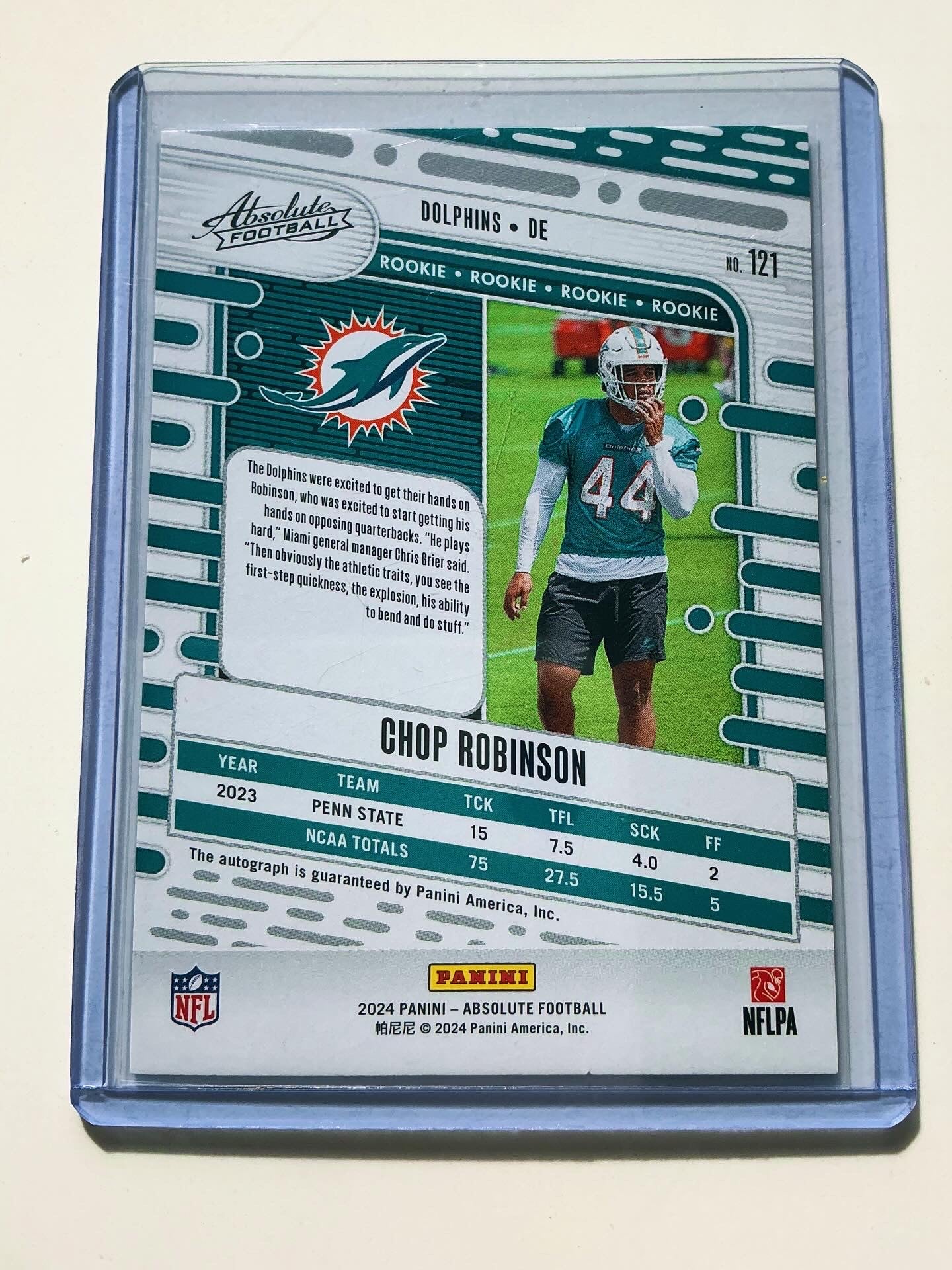 Chop Robinson Autographed Rookie card
