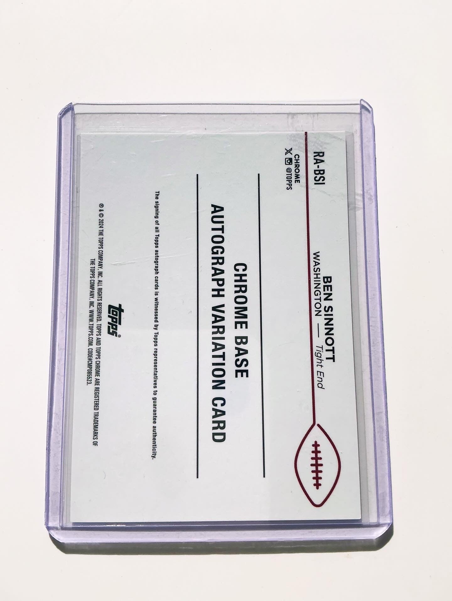 Ben Sinnott Autographed Rookie card 15/50