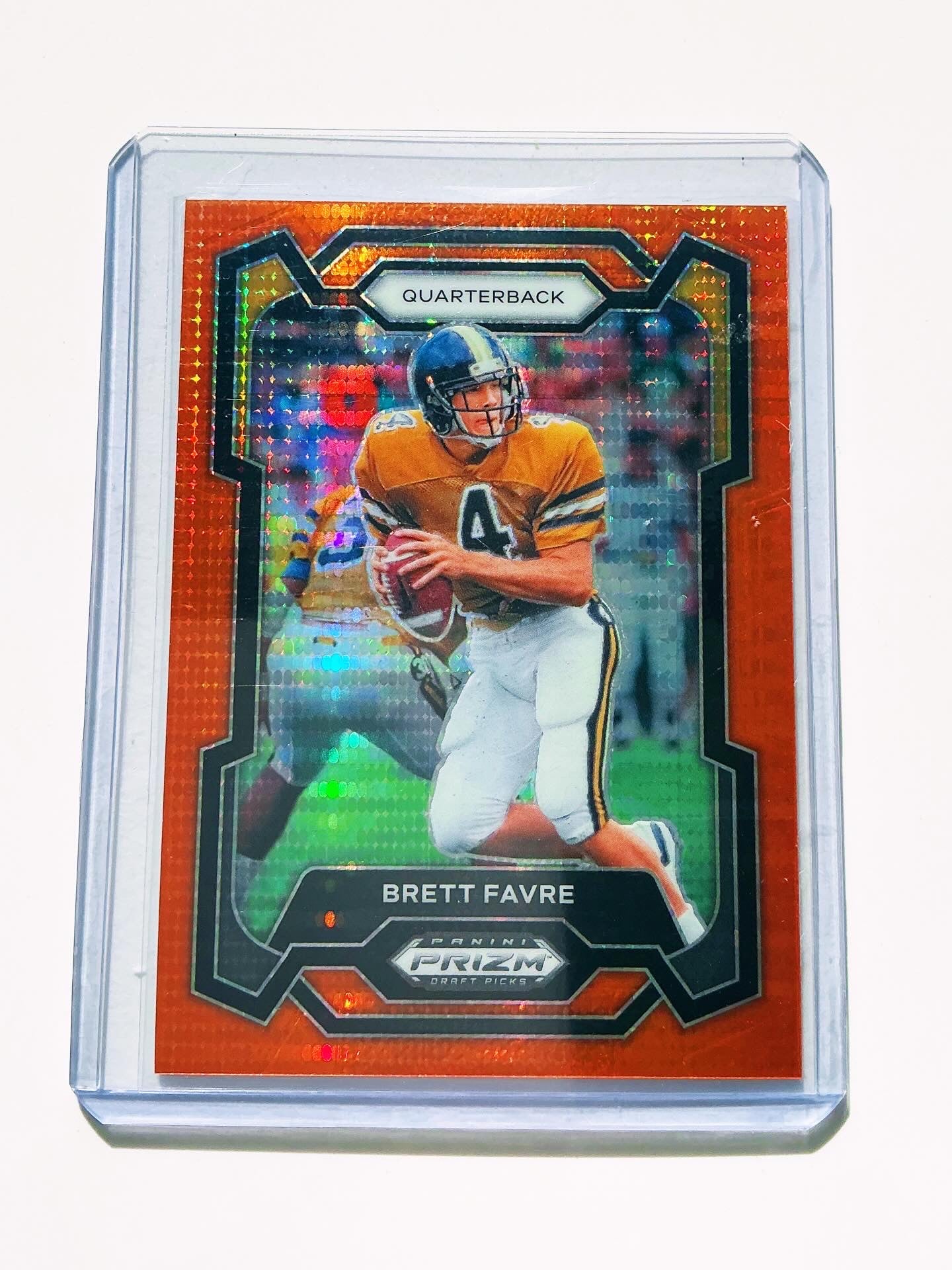 Brett Favre Orange Pulsar Draft Prizm 43/49