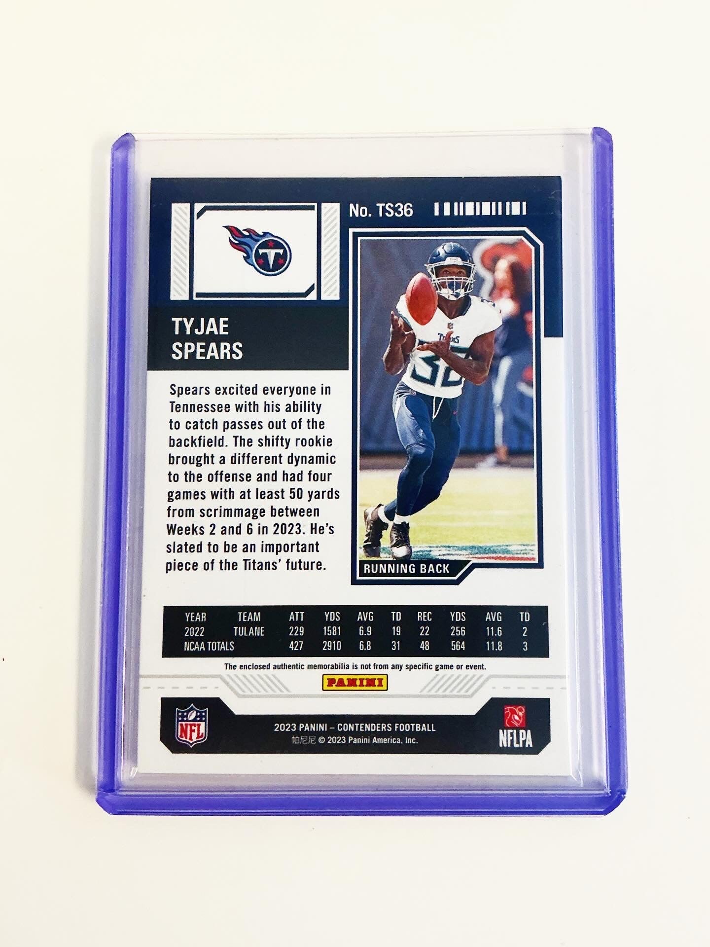 Tyjae Spears Rookie Ticket Jersey Card
