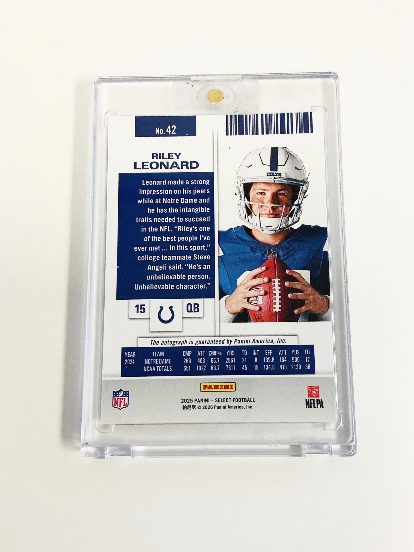 Riley Leonard Autographed Rookie Ticket