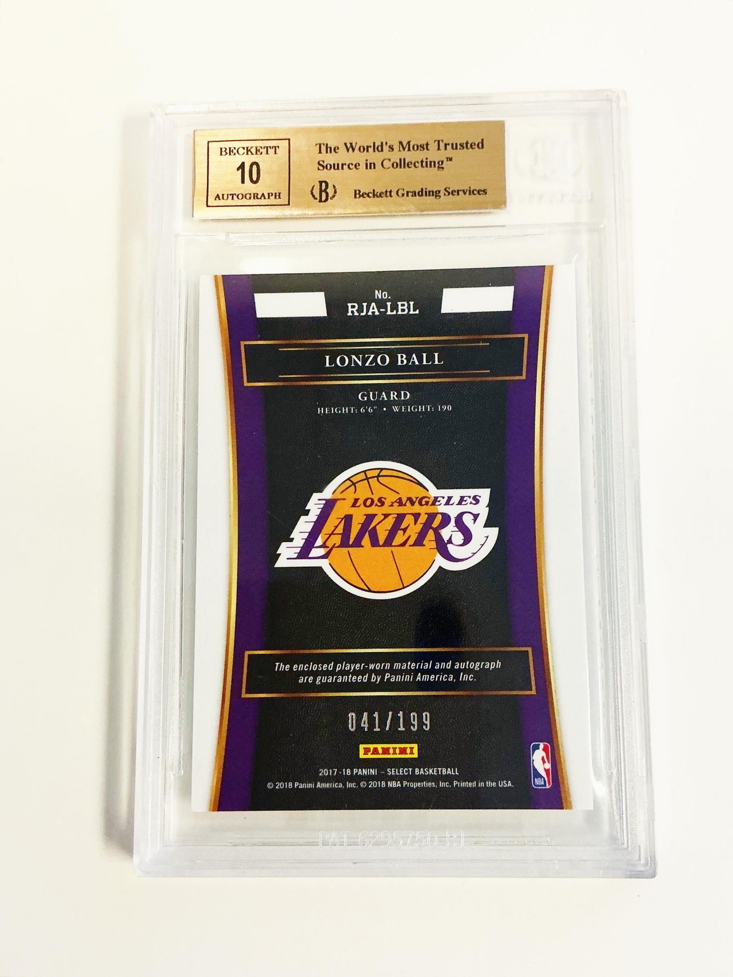 Lonzo Ball Autographed RC 41/199