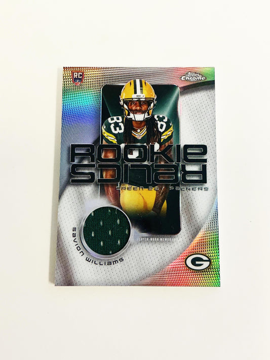 Savion Williams Topps Chrome Rookie Relic card