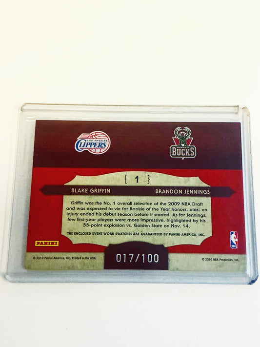 Blake Griffin & Brandon Jennings Timeless Treasure Rookie Relic Card 17/100